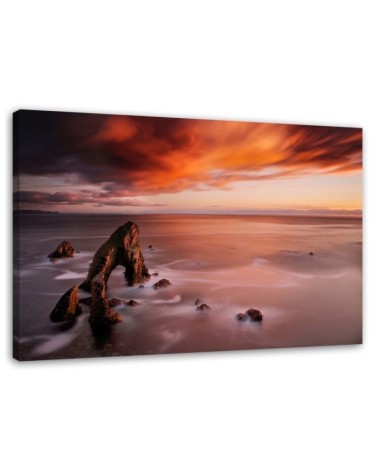 Leinwanddruck - Oranger Himmel über dem Meer | Feeby