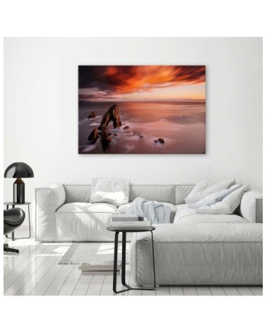 Leinwanddruck - Oranger Himmel über dem Meer | Feeby