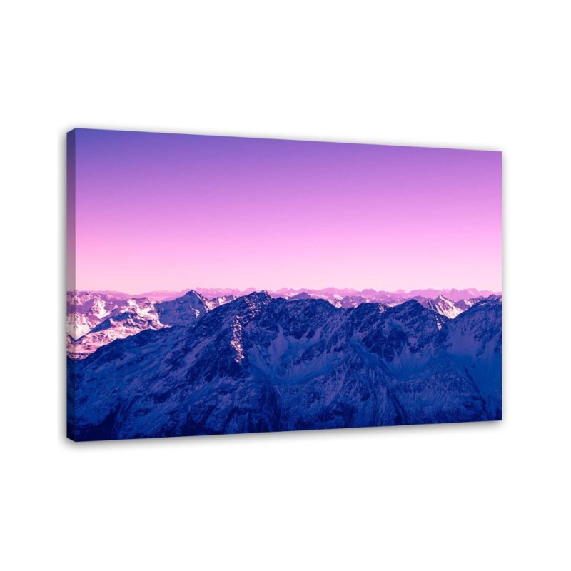 Bild auf Leinwand - Violette Morgendämmerung in den Bergen | Feeby