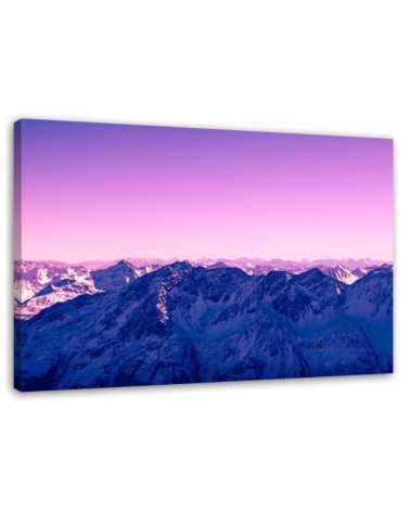 Bild auf Leinwand - Violette Morgendämmerung in den Bergen | Feeby