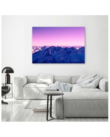 Bild auf Leinwand - Violette Morgendämmerung in den Bergen | Feeby