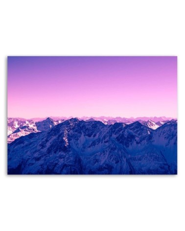 Bild auf Leinwand - Violette Morgendämmerung in den Bergen | Feeby