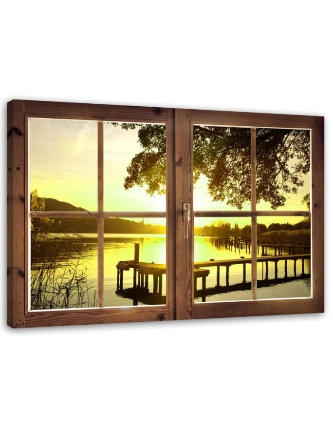 Bild - Fenster - Sonnenuntergang über der Seebrücke | Feeby