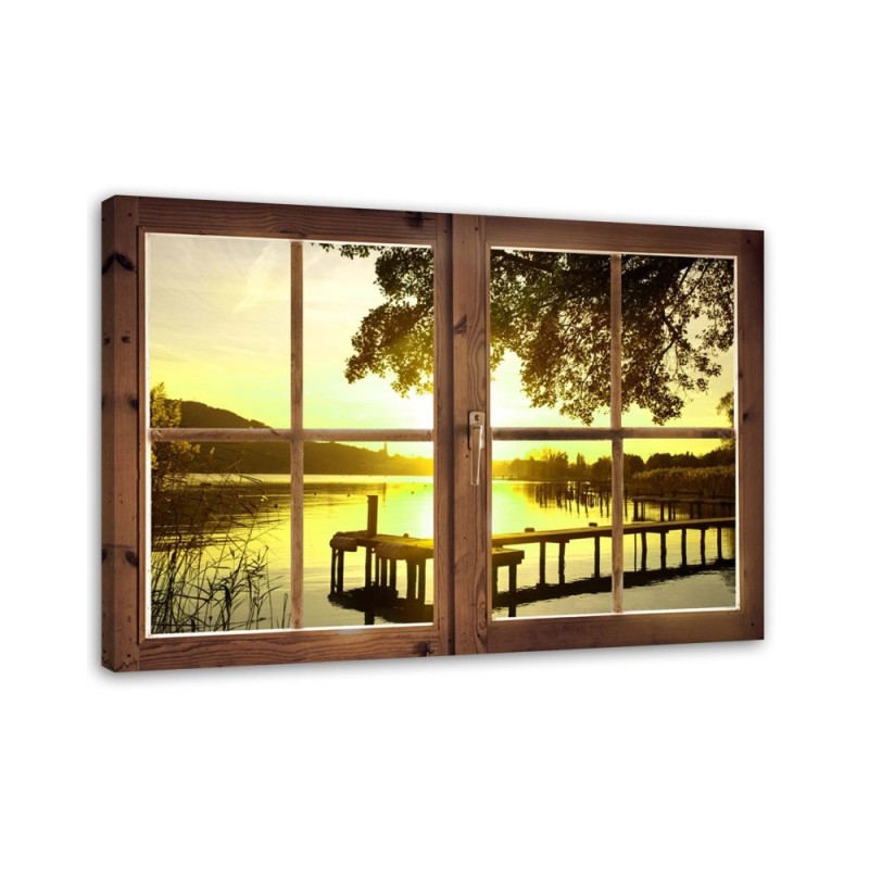 Bild - Fenster - Sonnenuntergang über der Seebrücke | Feeby