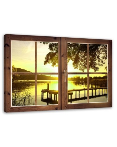 Bild - Fenster - Sonnenuntergang über der Seebrücke | Feeby