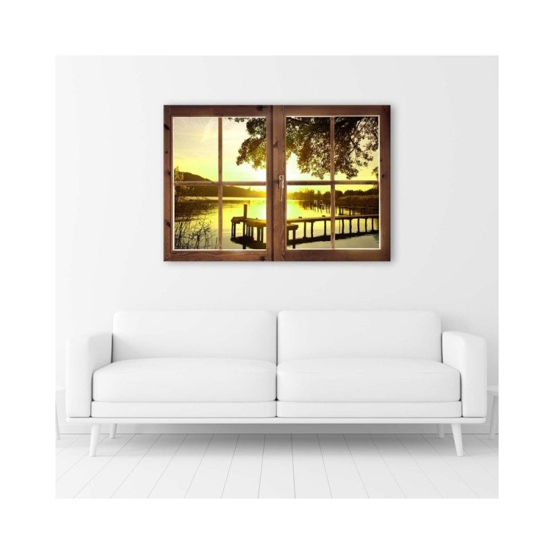 Bild - Fenster - Sonnenuntergang über der Seebrücke | Feeby