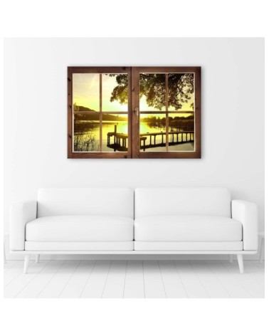 Bild - Fenster - Sonnenuntergang über der Seebrücke | Feeby