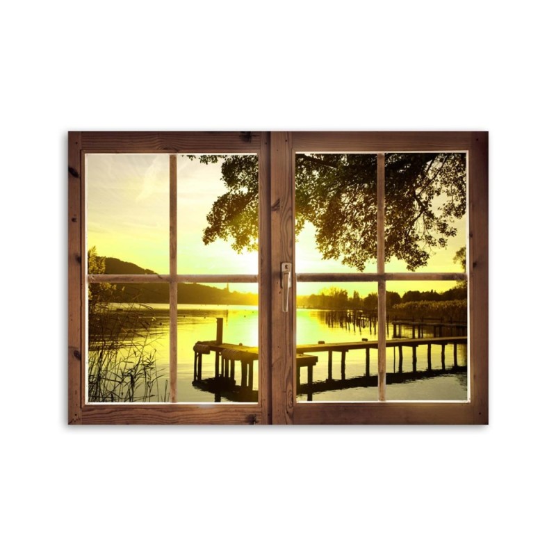 Bild - Fenster - Sonnenuntergang über der Seebrücke | Feeby