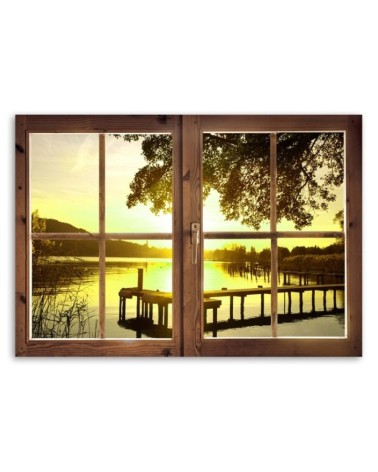 Bild - Fenster - Sonnenuntergang über der Seebrücke | Feeby