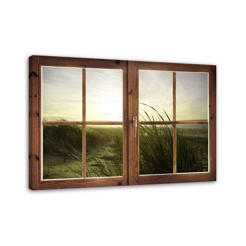 Leinwandbild - Fenster - Meer im Winter | Feeby