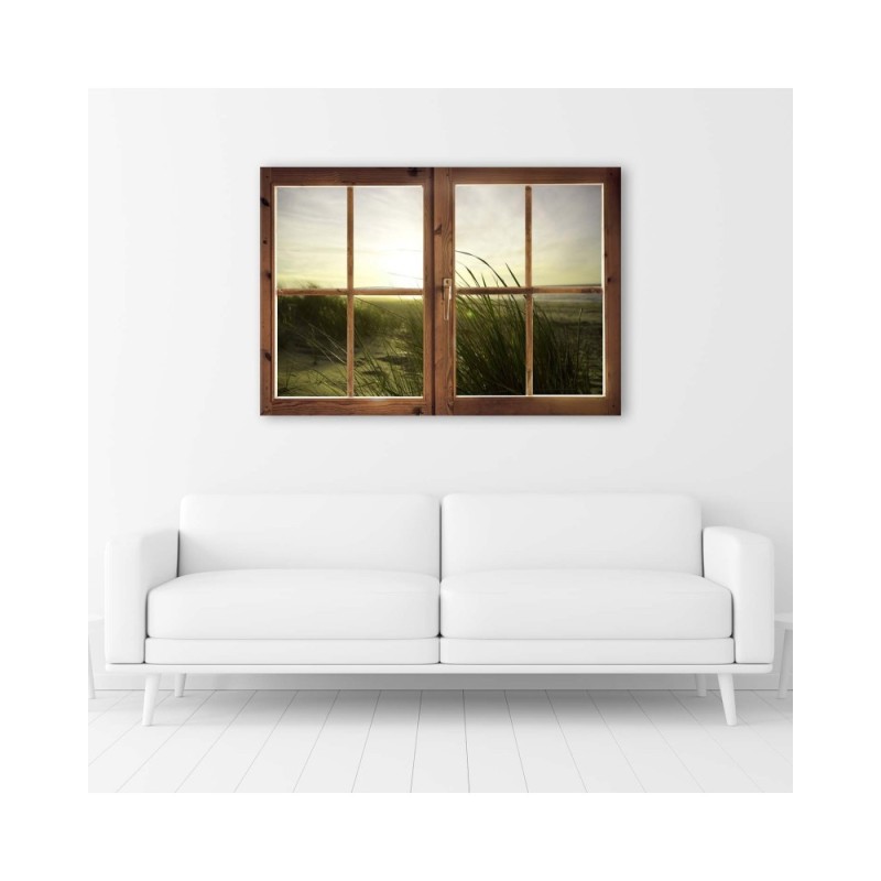 Leinwandbild - Fenster - Meer im Winter | Feeby