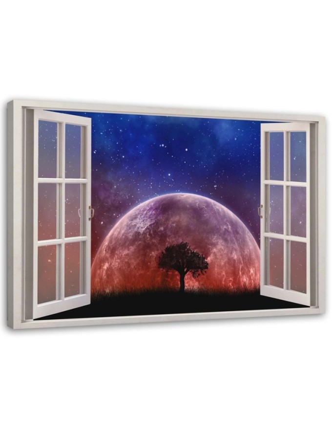 Wandbild für Wohnzimmer - Fenster - Mond | Feeby