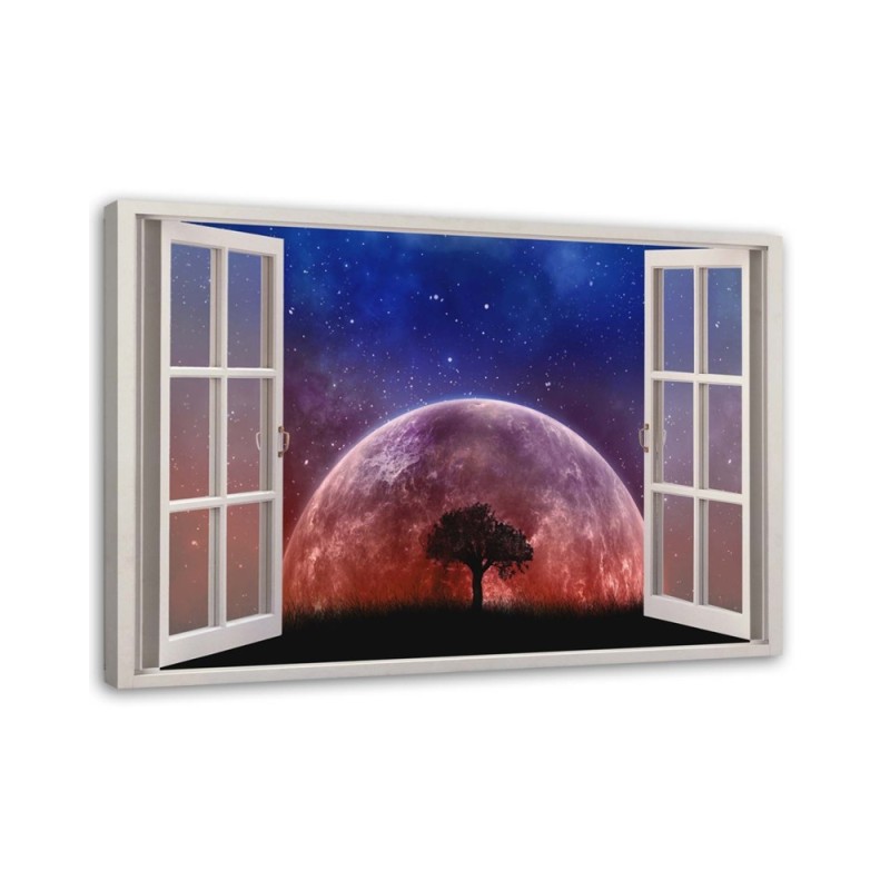 Wandbild für Wohnzimmer - Fenster - Mond | Feeby
