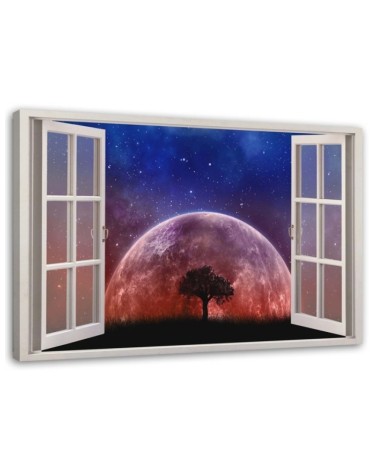 Wandbild für Wohnzimmer - Fenster - Mond | Feeby