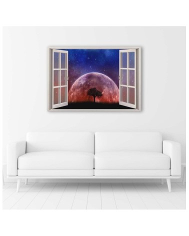 Wandbild für Wohnzimmer - Fenster - Mond | Feeby