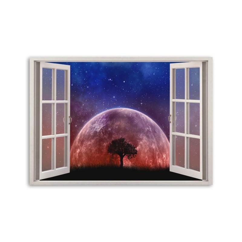 Wandbild für Wohnzimmer - Fenster - Mond | Feeby
