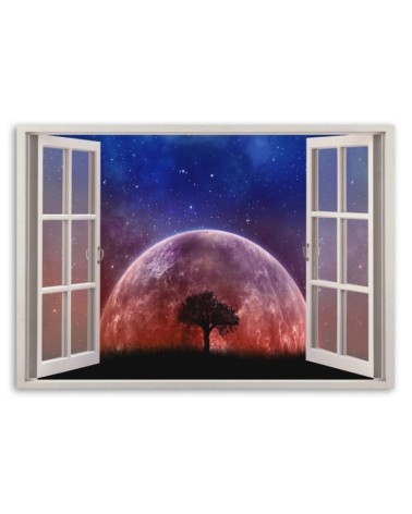 Wandbild für Wohnzimmer - Fenster - Mond | Feeby