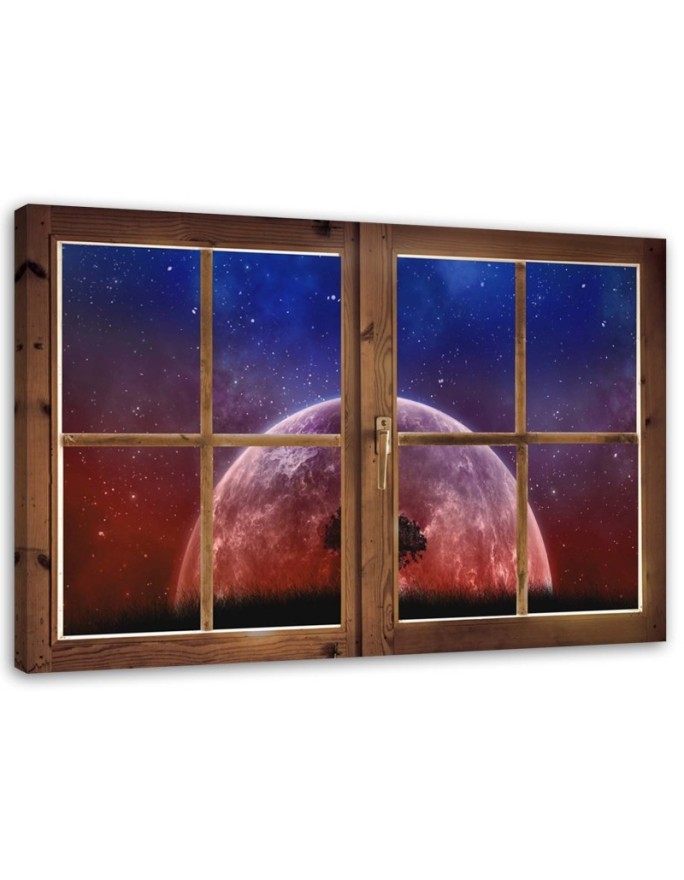 Modernes Wandbild - Fenster - Blick auf den Mond | Feeby