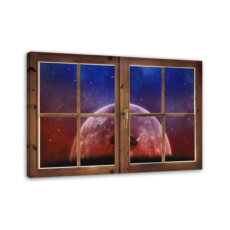 Modernes Wandbild - Fenster - Blick auf den Mond | Feeby