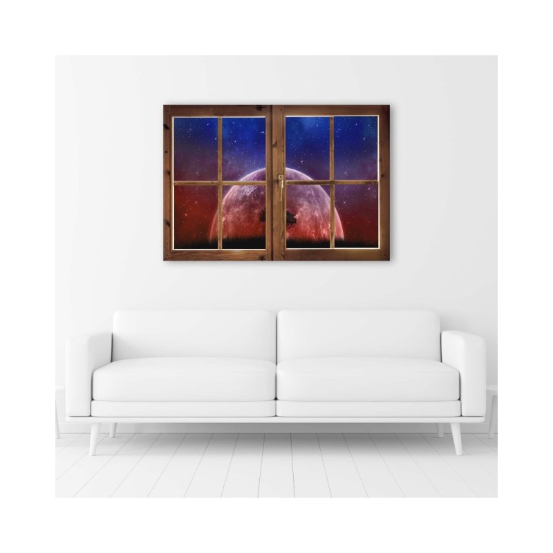 Modernes Wandbild - Fenster - Blick auf den Mond | Feeby