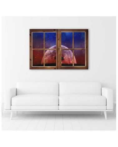 Modernes Wandbild - Fenster - Blick auf den Mond | Feeby
