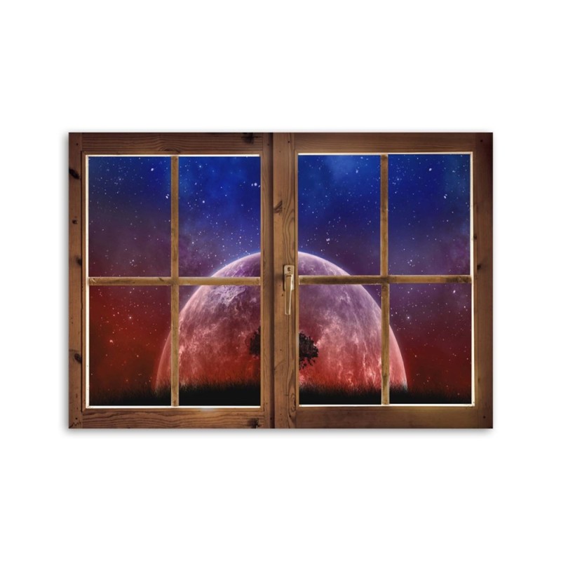 Modernes Wandbild - Fenster - Blick auf den Mond | Feeby