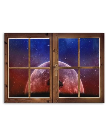 Modernes Wandbild - Fenster - Blick auf den Mond | Feeby