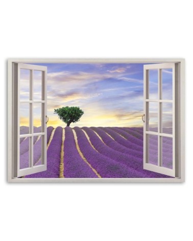 Modernes Wandbild - Fenster - Lavendelfeld | Feeby