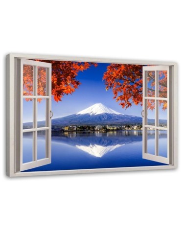Leinwandbild - Fenster - Fuji-Vulkan | Feeby