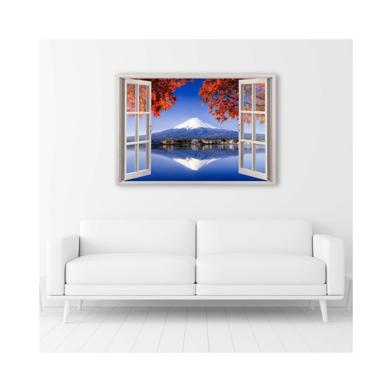 Leinwandbild - Fenster - Fuji-Vulkan | Feeby
