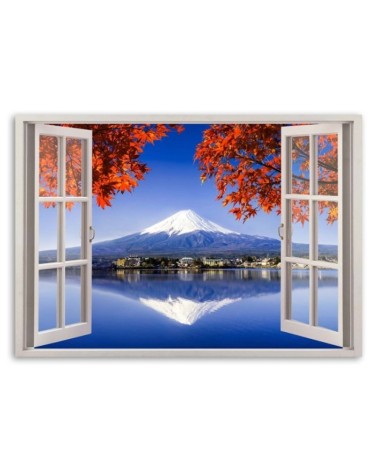 Leinwandbild - Fenster - Fuji-Vulkan | Feeby