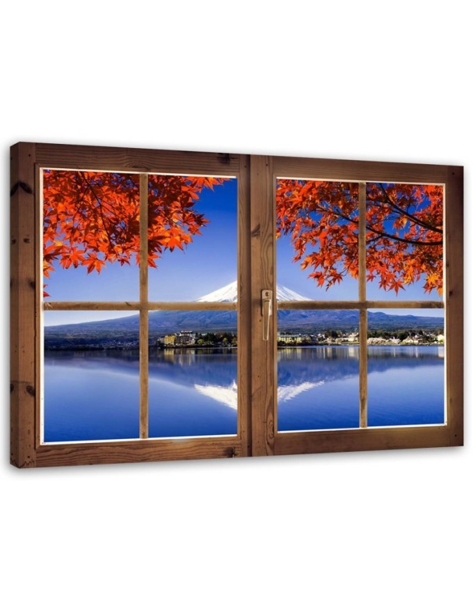 Bild auf Leinwand - Fenster - Blick auf den Fuji | Feeby