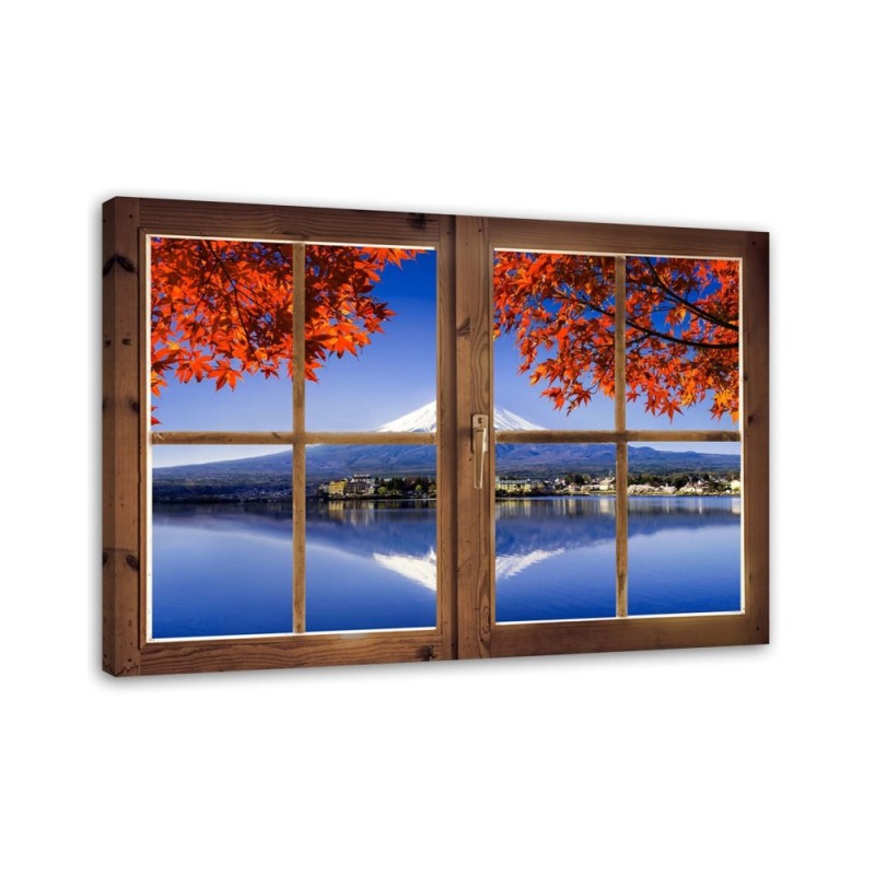 Bild auf Leinwand - Fenster - Blick auf den Fuji | Feeby