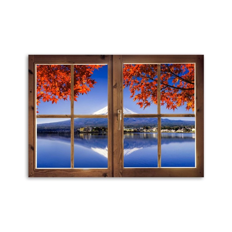Bild auf Leinwand - Fenster - Blick auf den Fuji | Feeby