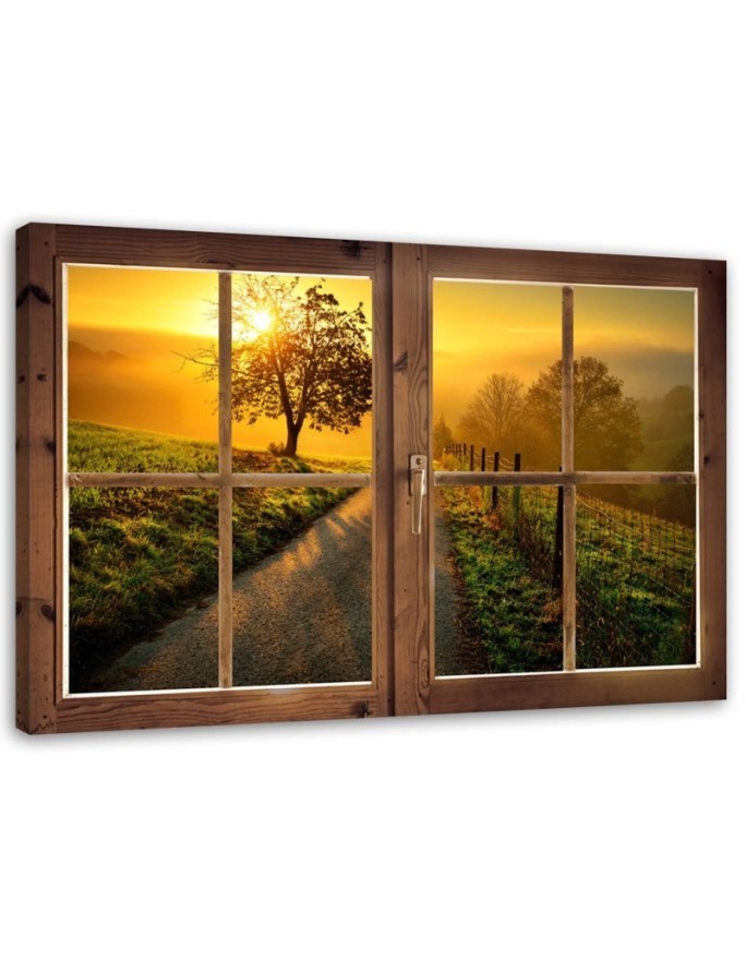 Leinwandbild - Fenster - Weg nach Westen | Feeby