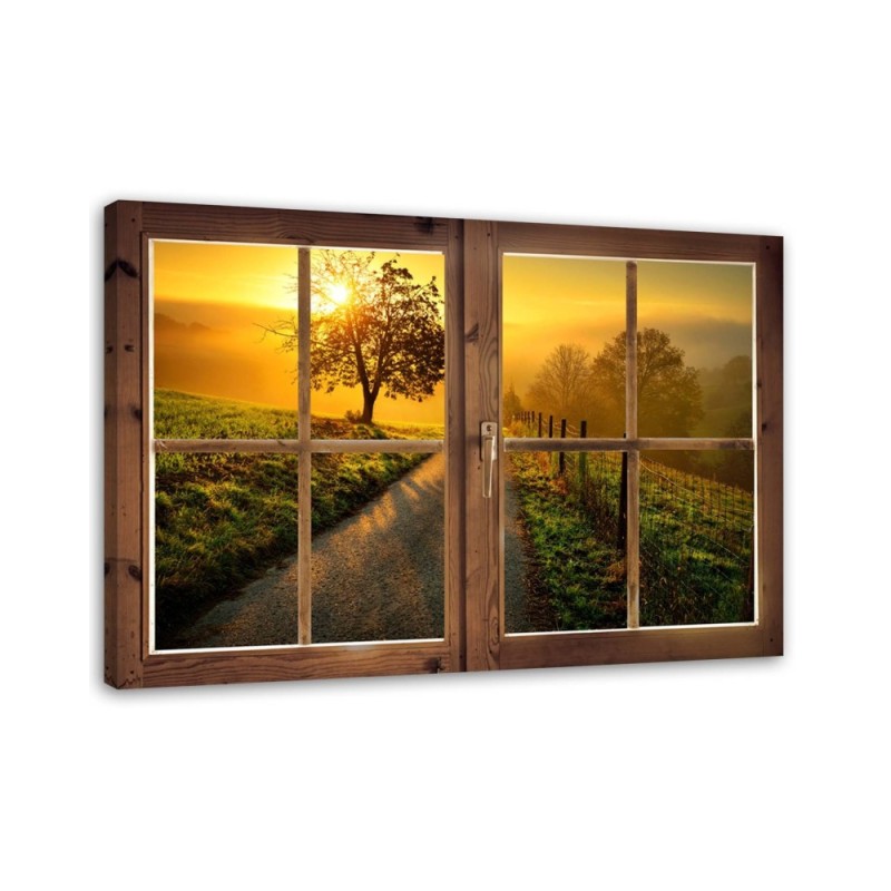Leinwandbild - Fenster - Weg nach Westen | Feeby