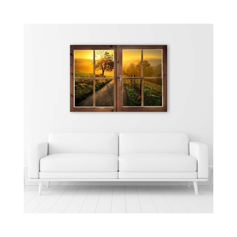 Leinwandbild - Fenster - Weg nach Westen | Feeby
