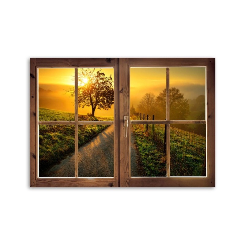 Leinwandbild - Fenster - Weg nach Westen | Feeby