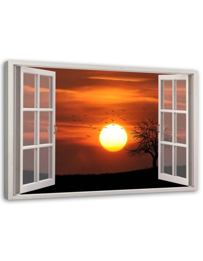 Leinwanddruck - Fenster - Sonnenuntergang | Feeby