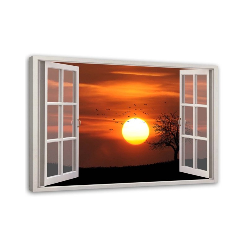 Leinwanddruck - Fenster - Sonnenuntergang | Feeby