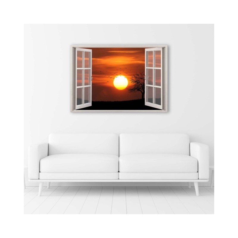 Leinwanddruck - Fenster - Sonnenuntergang | Feeby