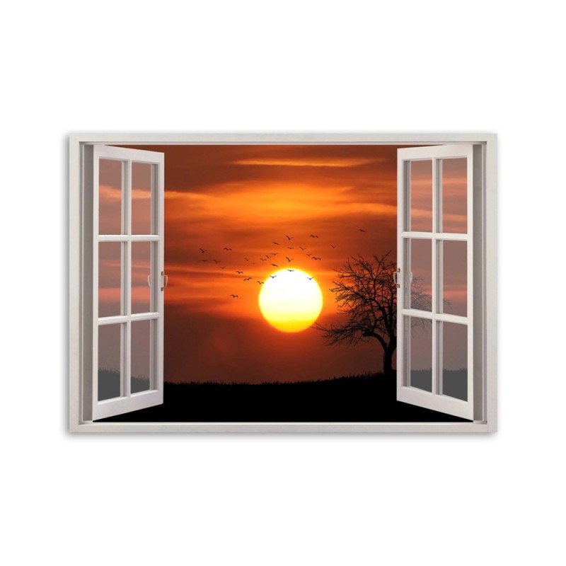 Leinwanddruck - Fenster - Sonnenuntergang | Feeby