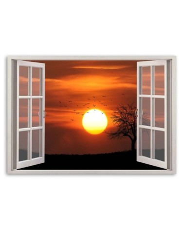 Leinwanddruck - Fenster - Sonnenuntergang | Feeby