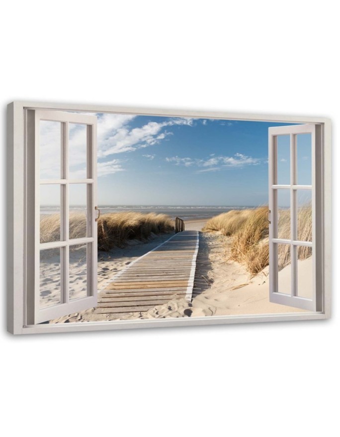 Leinwanddruck - Fenstersteg am Strand | Feeby