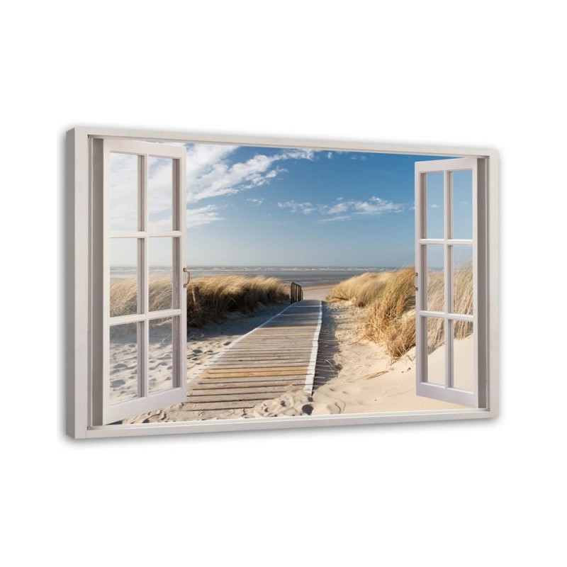 Leinwanddruck - Fenstersteg am Strand | Feeby