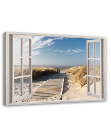 Canvas prints for living room - Window view of beach | FEEBY