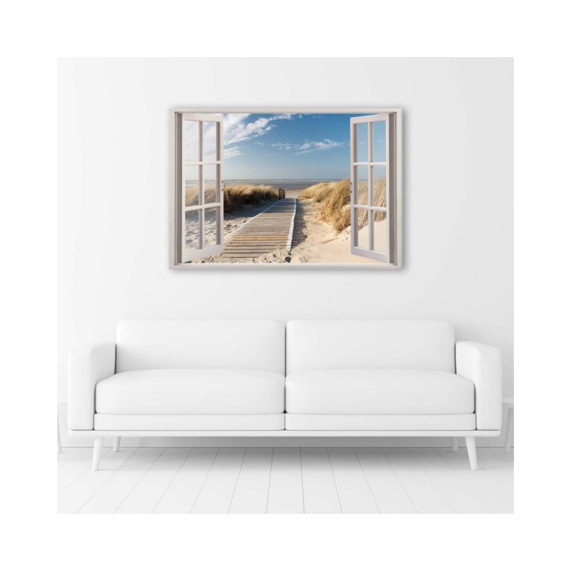 Leinwanddruck - Fenstersteg am Strand | Feeby