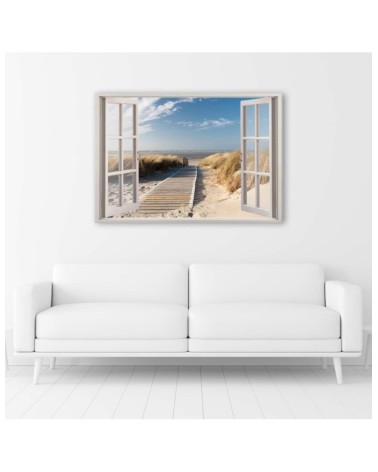 Leinwanddruck - Fenstersteg am Strand | Feeby