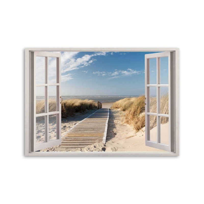 Leinwanddruck - Fenstersteg am Strand | Feeby