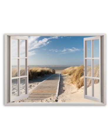 Leinwanddruck - Fenstersteg am Strand | Feeby